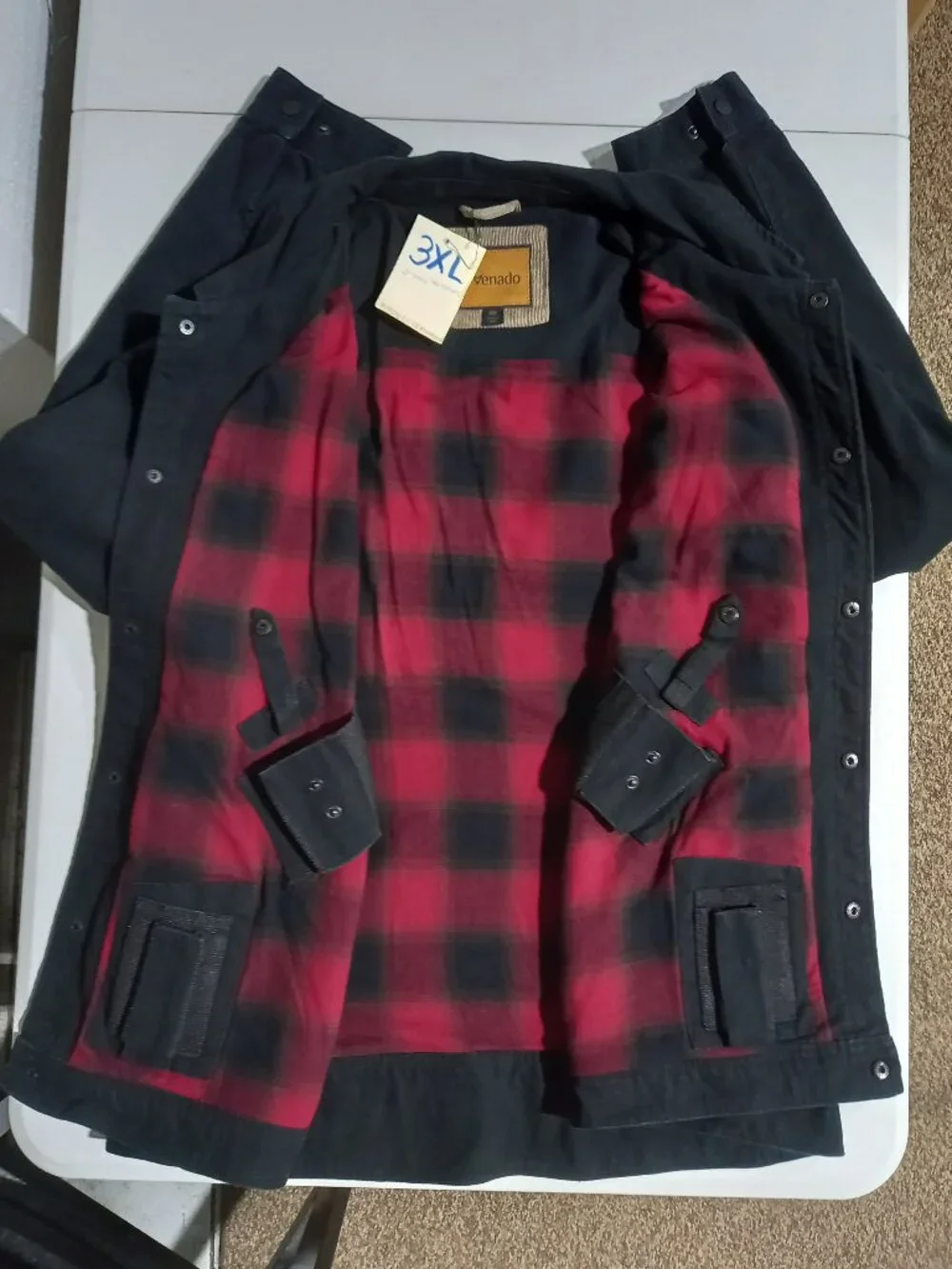 Concealed Carry Flannel Lined Canvas Shirt Jacket - Black | 3XL